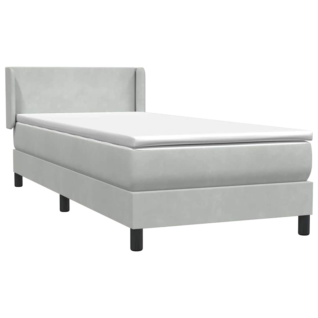 Cama com molas/colchão cinzento-claro 80x210 cm veludo