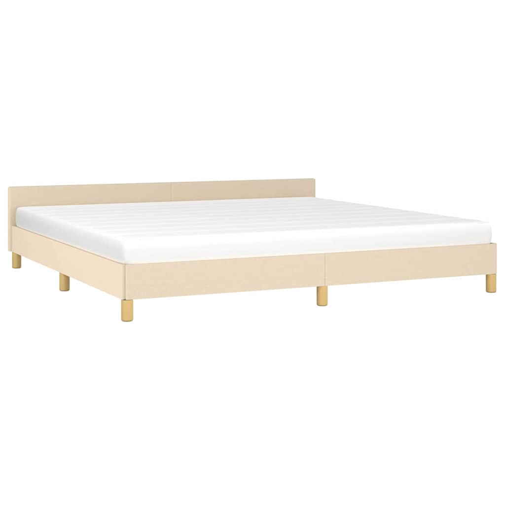 Estrutura de cama sem colchão 200x200 cm tecido cor creme