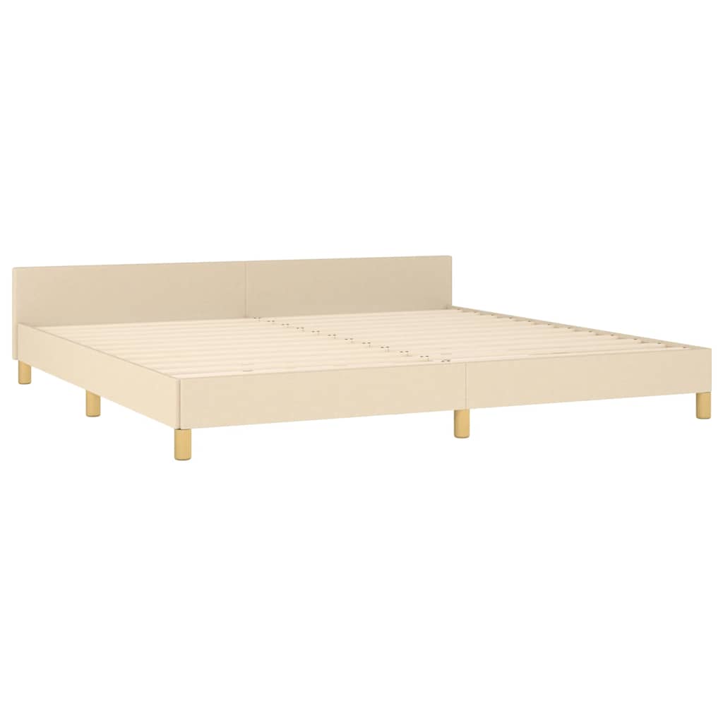 Estrutura de cama sem colchão 200x200 cm tecido cor creme