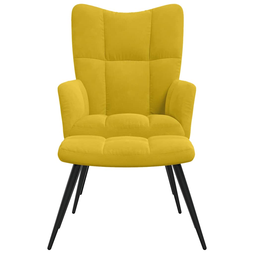 Cadeira relaxante com banco veludo amarelo mostarda