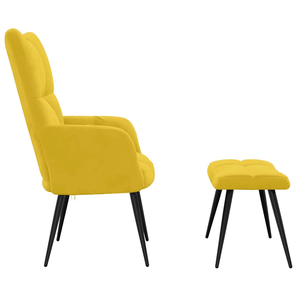 Cadeira relaxante com banco veludo amarelo mostarda
