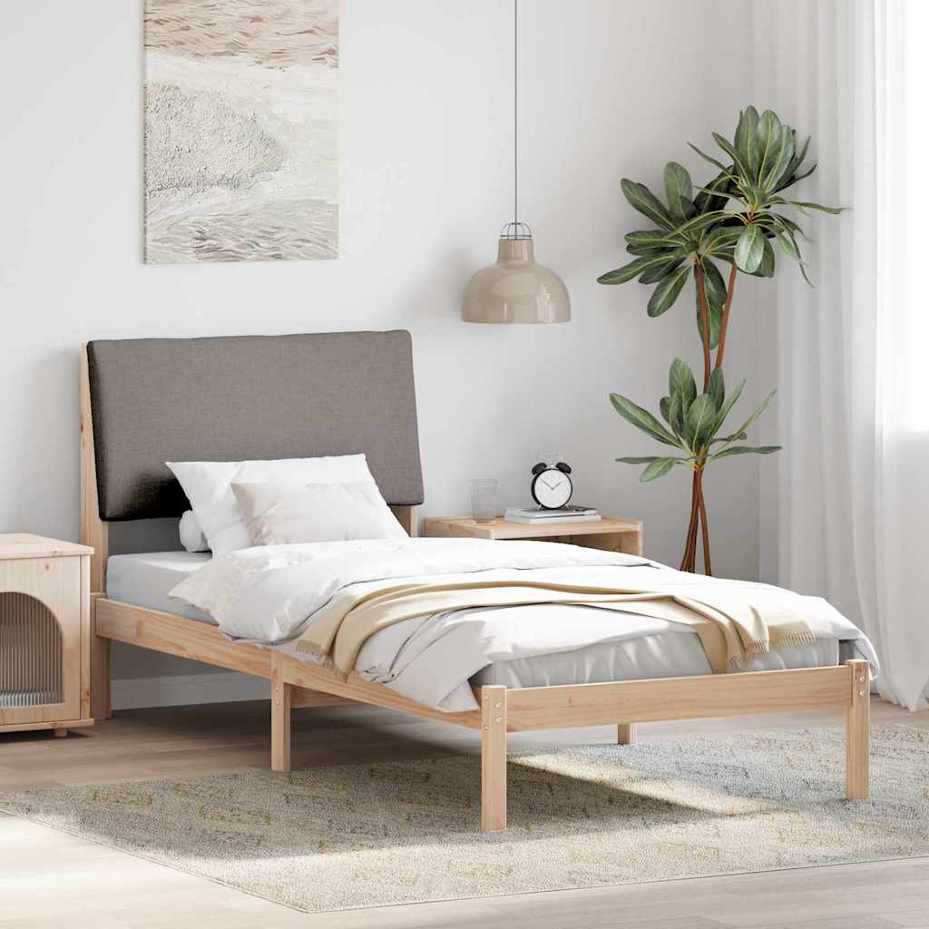 Estrutura da cama com cabeceira marrom e taupe 100 x 200 cm