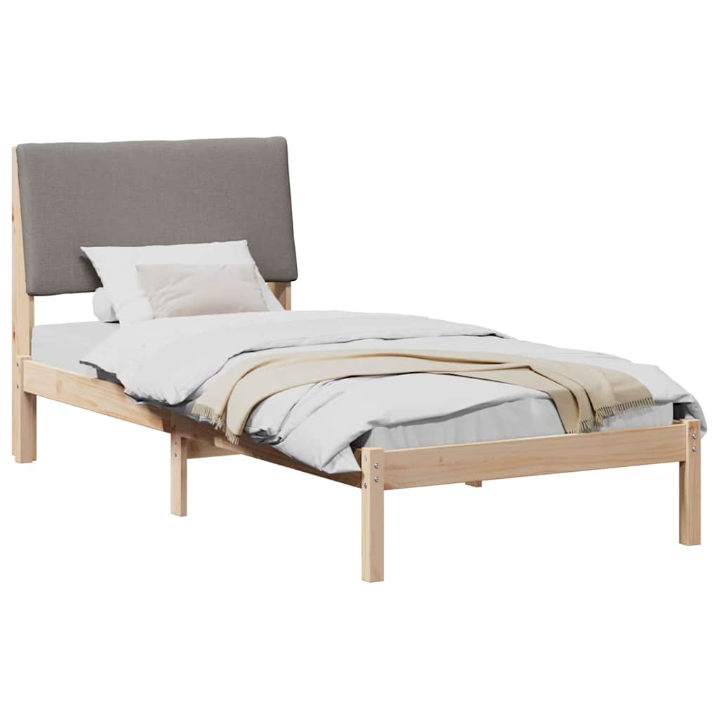 Estrutura da cama com cabeceira marrom e taupe 100 x 200 cm