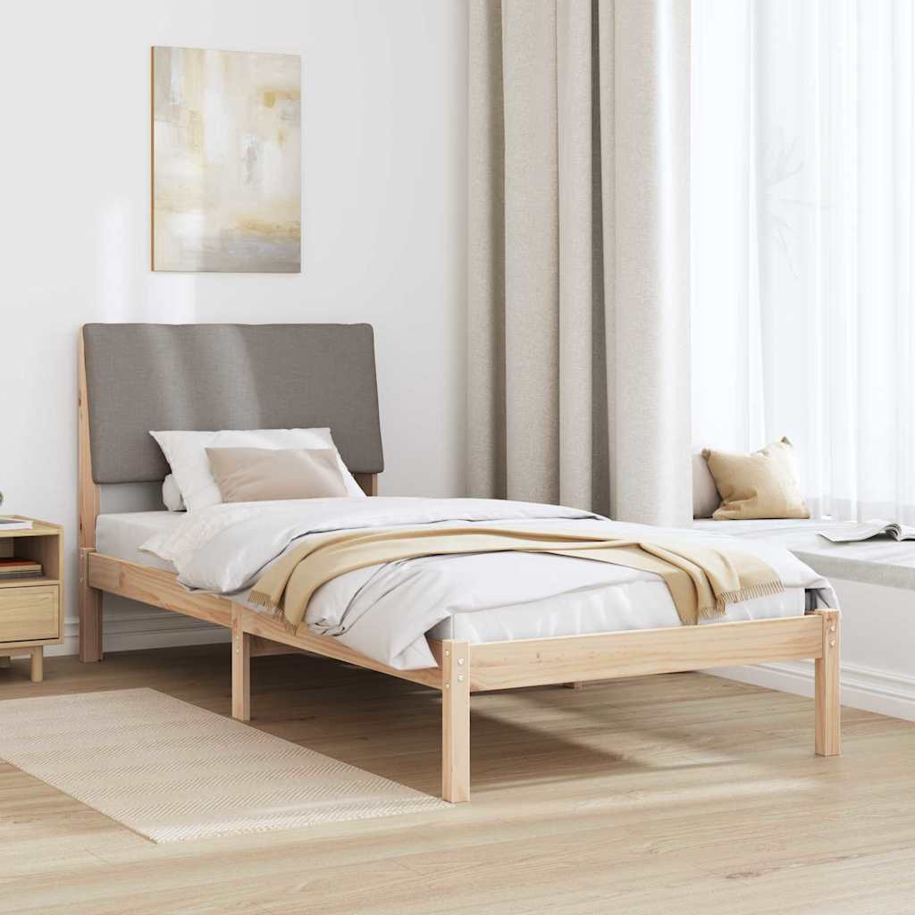 Estrutura da cama com cabeceira marrom e taupe 100 x 200 cm