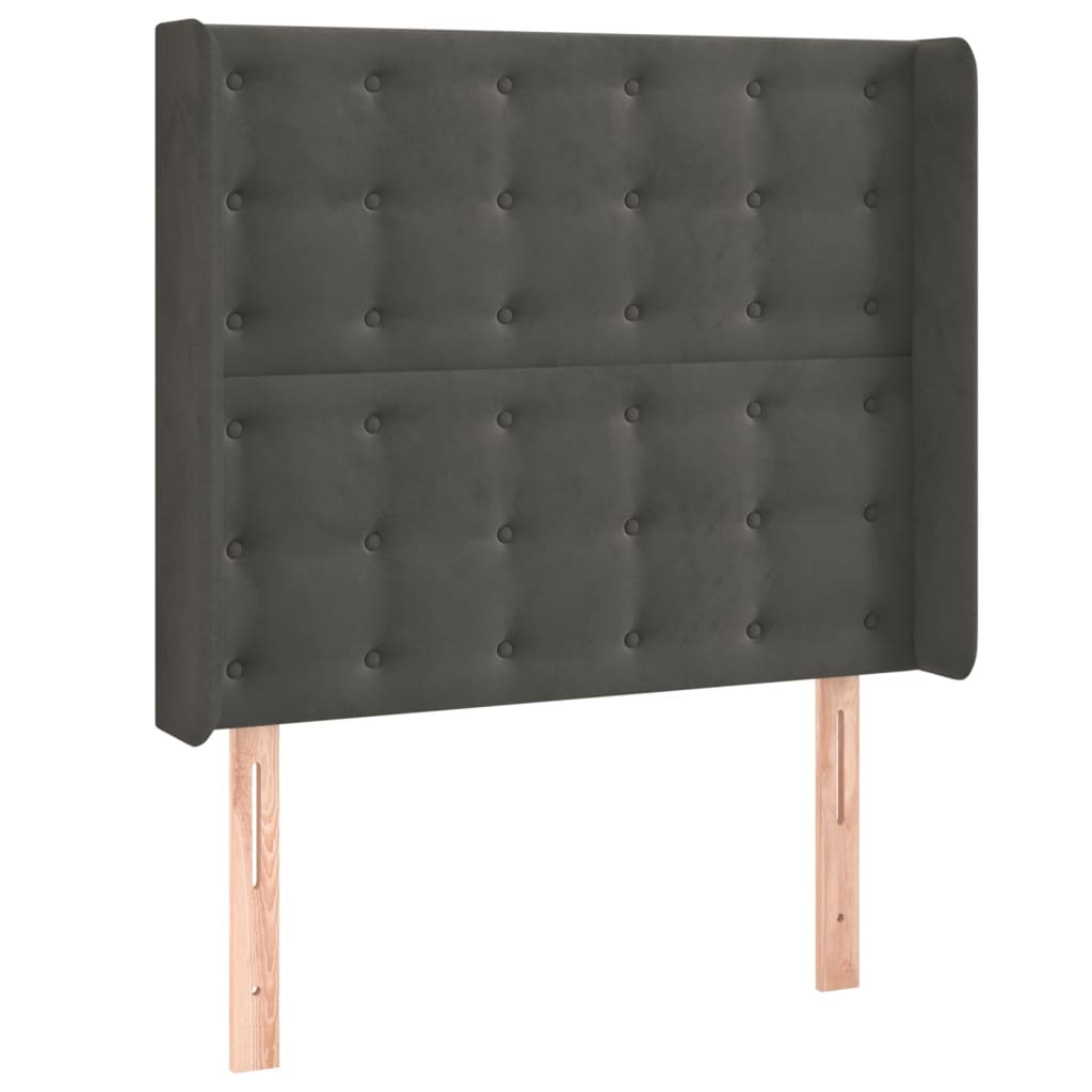 Cabeceira cama c/ luzes LED veludo 83x16x118/128cm cinza-escuro