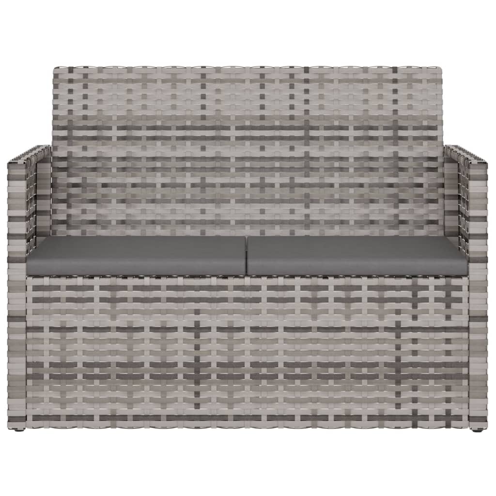 Banco de jardim com almofadões 105 cm vime PE cinzento