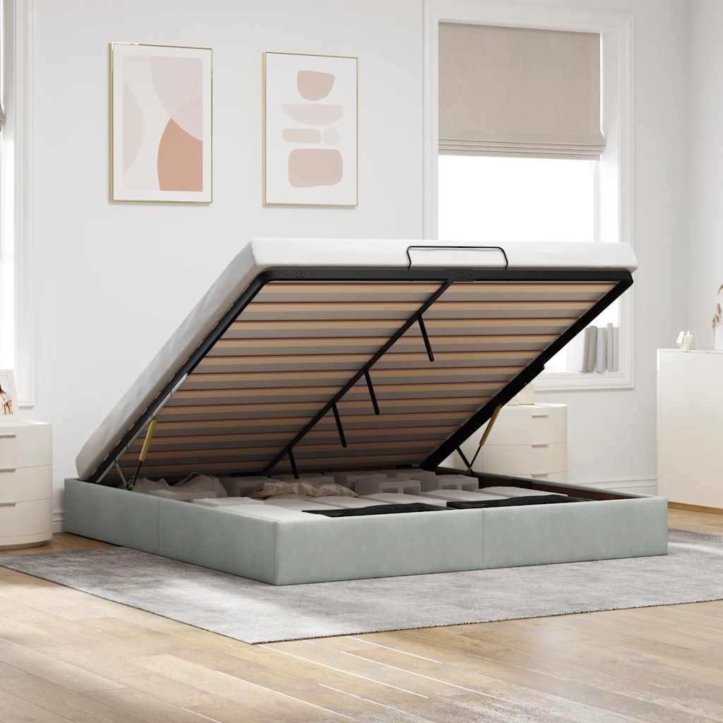 Estrutura de cama otomana sem colchão 180x200 cm cinzento claro