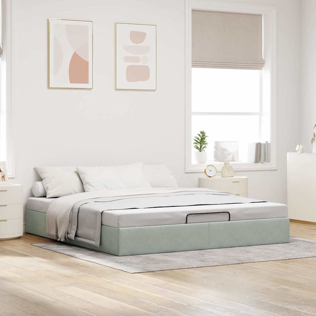 Estrutura de cama otomana sem colchão 180x200 cm cinzento claro
