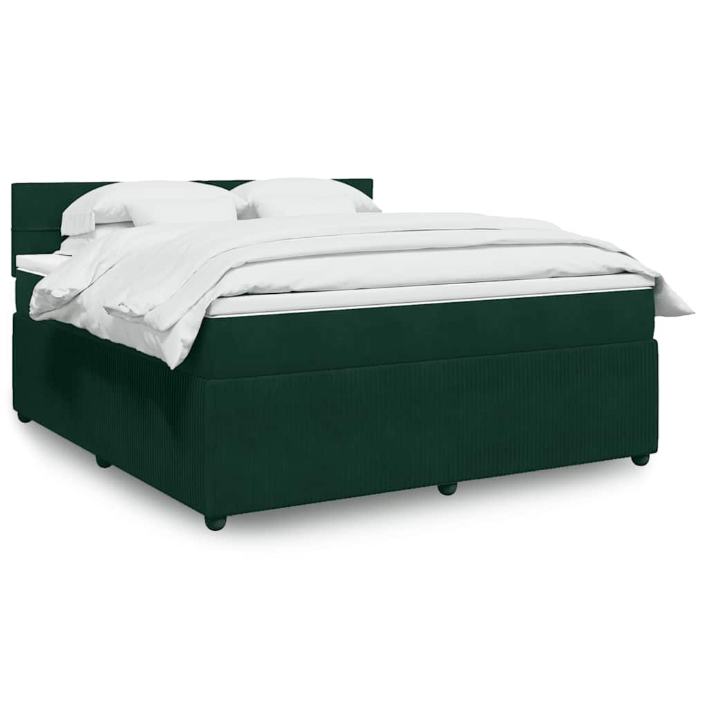 Cama com molas/colchão 180x200 cm veludo verde-escuro