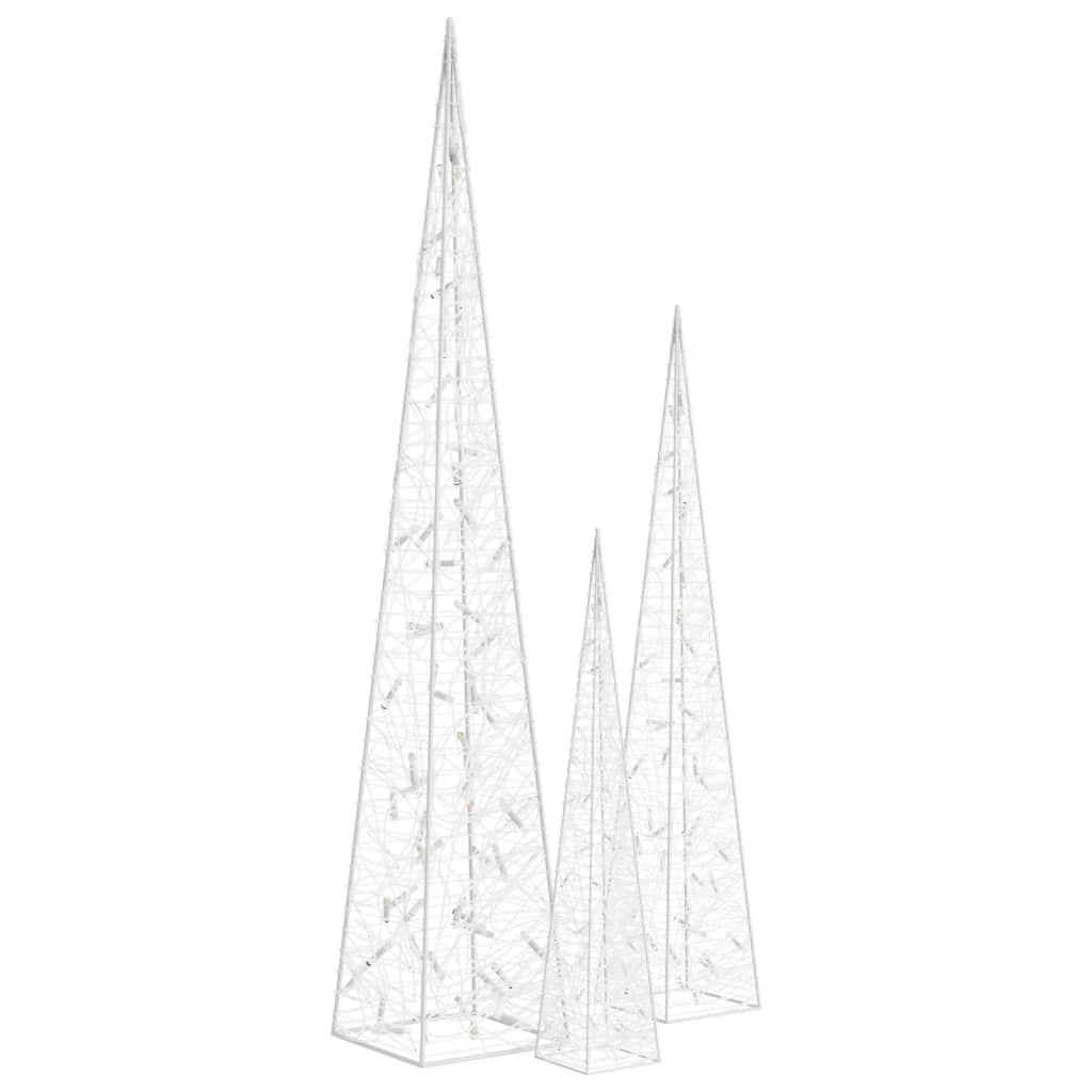 Conj. cones decorativos c/ leds azuis acrílico 60/90/120 cm