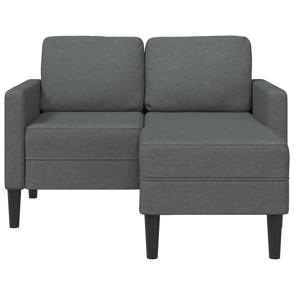 Sofá de 2 lugares com chaise longue em forma de l cinza escuro 125 cm tecido