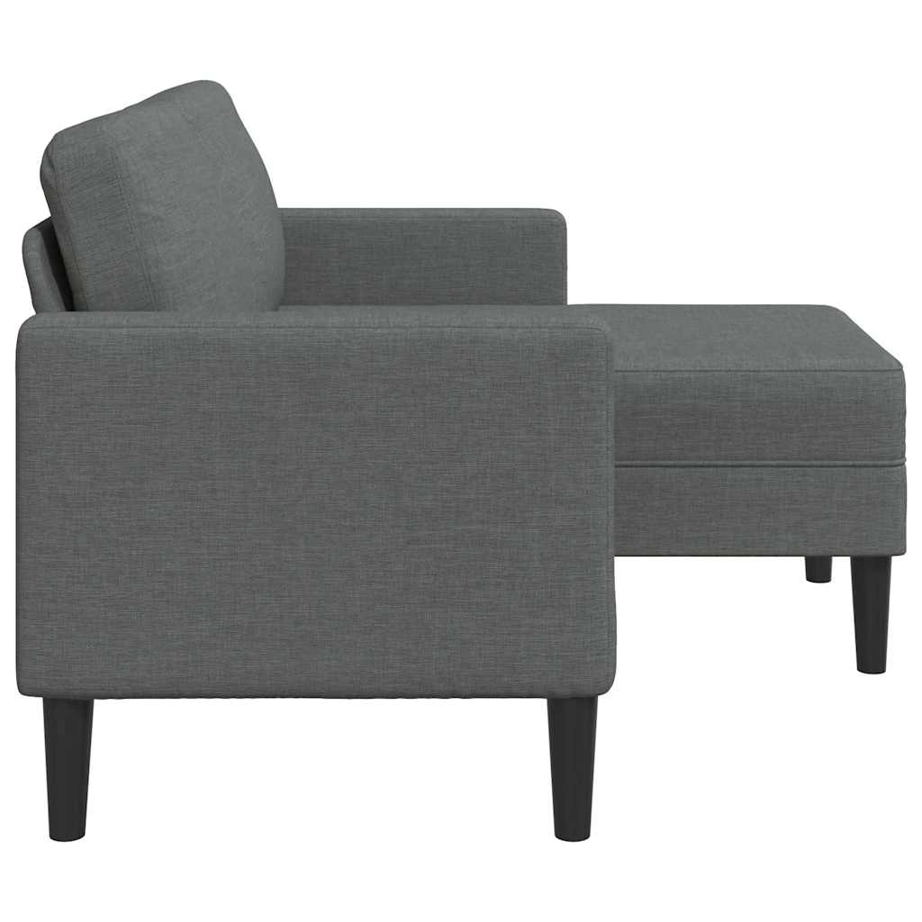 Sofá de 2 lugares com chaise longue em forma de l cinza escuro 125 cm tecido