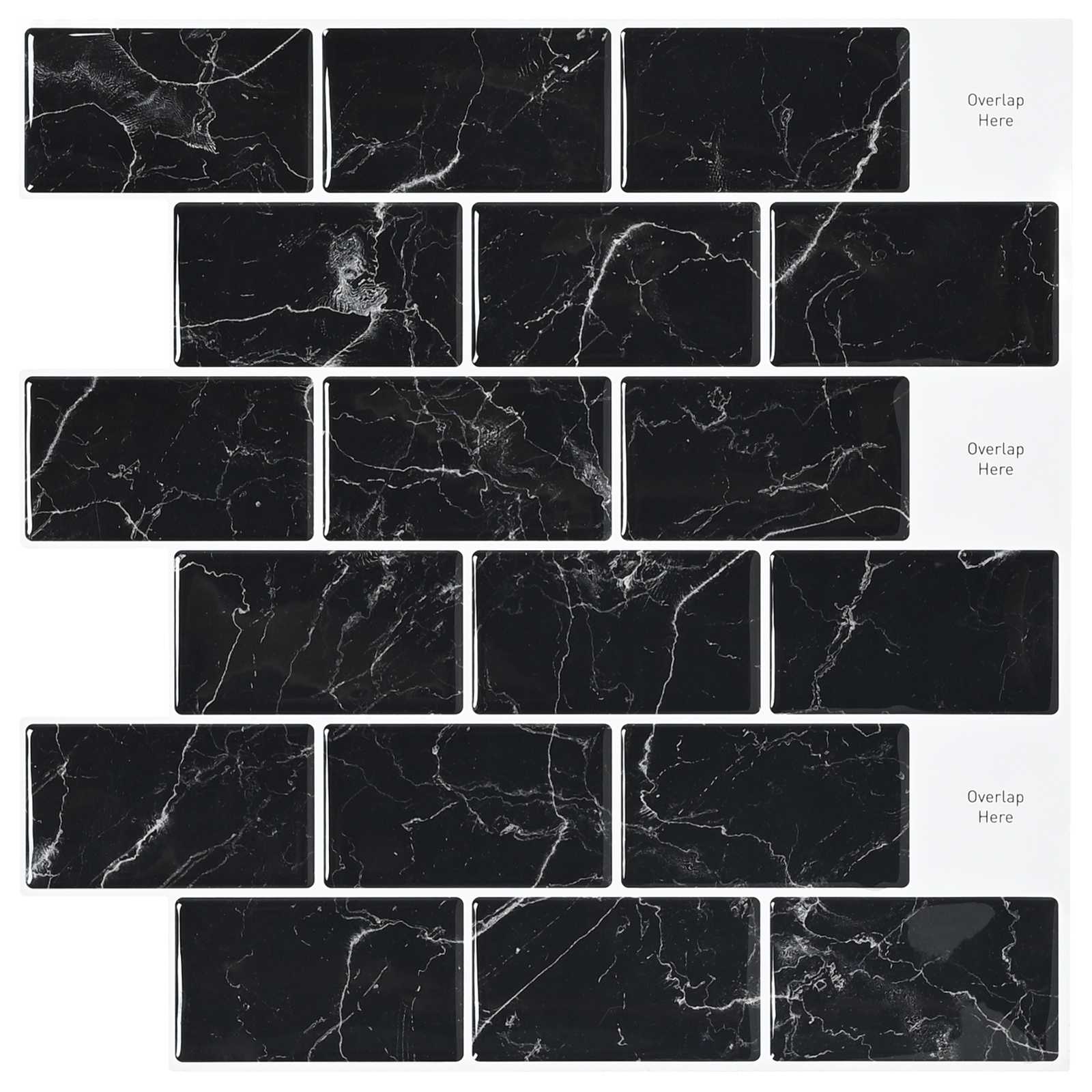 Azulejo subterrâneo 20 unid. mármore preto 30 x 30 cm