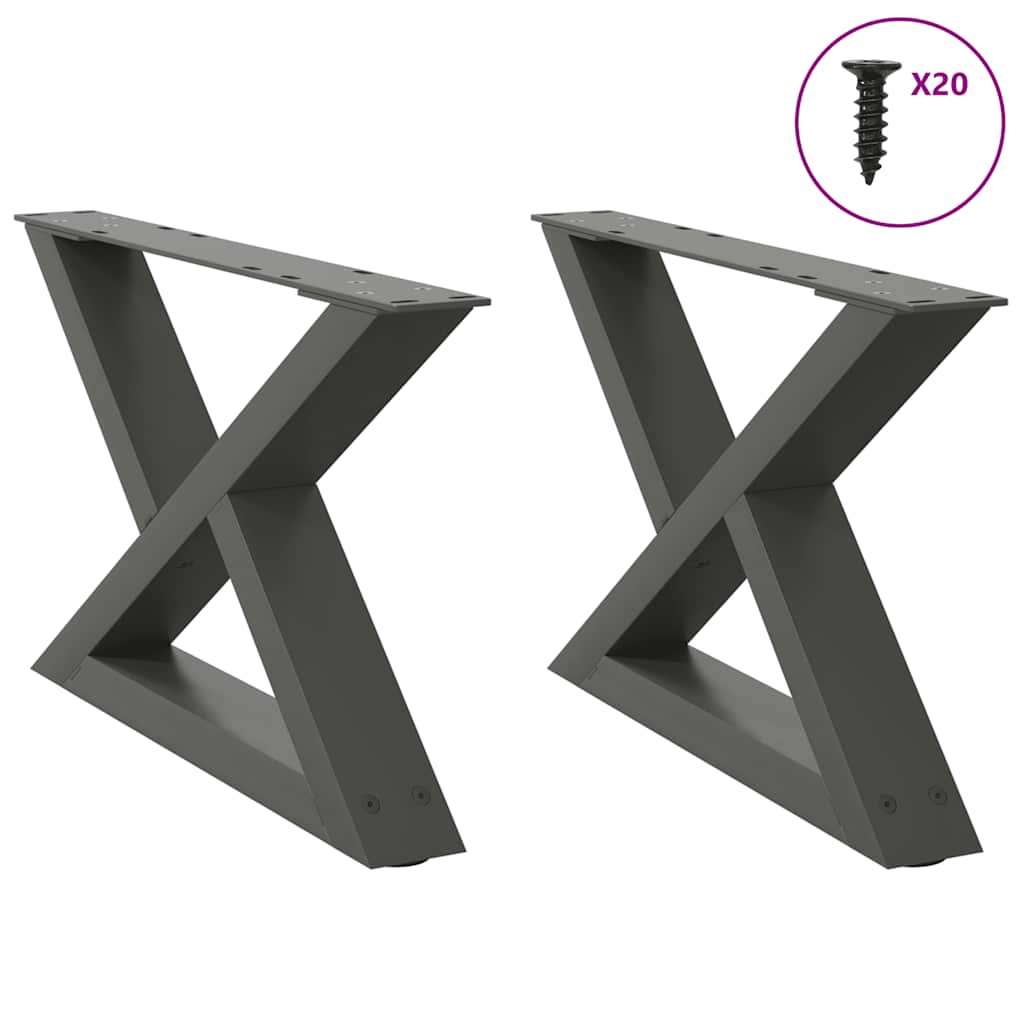 Pés para mesa de centro 2 peças antracite 50x(30-31,3) cm aço