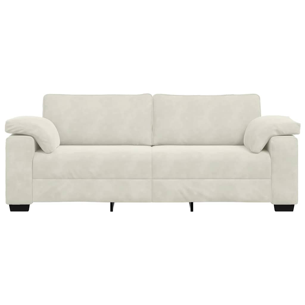 Sofá de 3 lugares 220x77x82 cm veludo cor creme