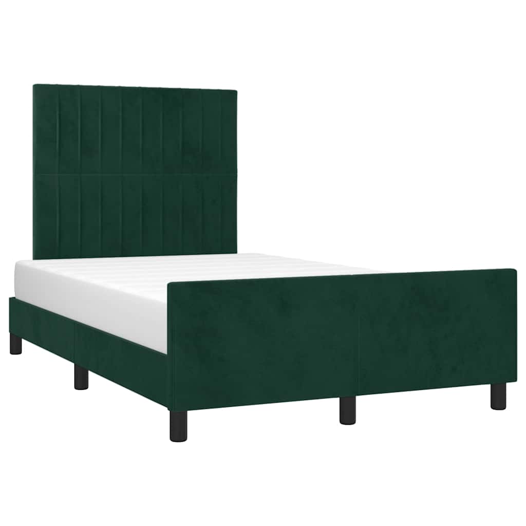 Estrutura de cama com colchão verde escuro 120x190 cm veludo