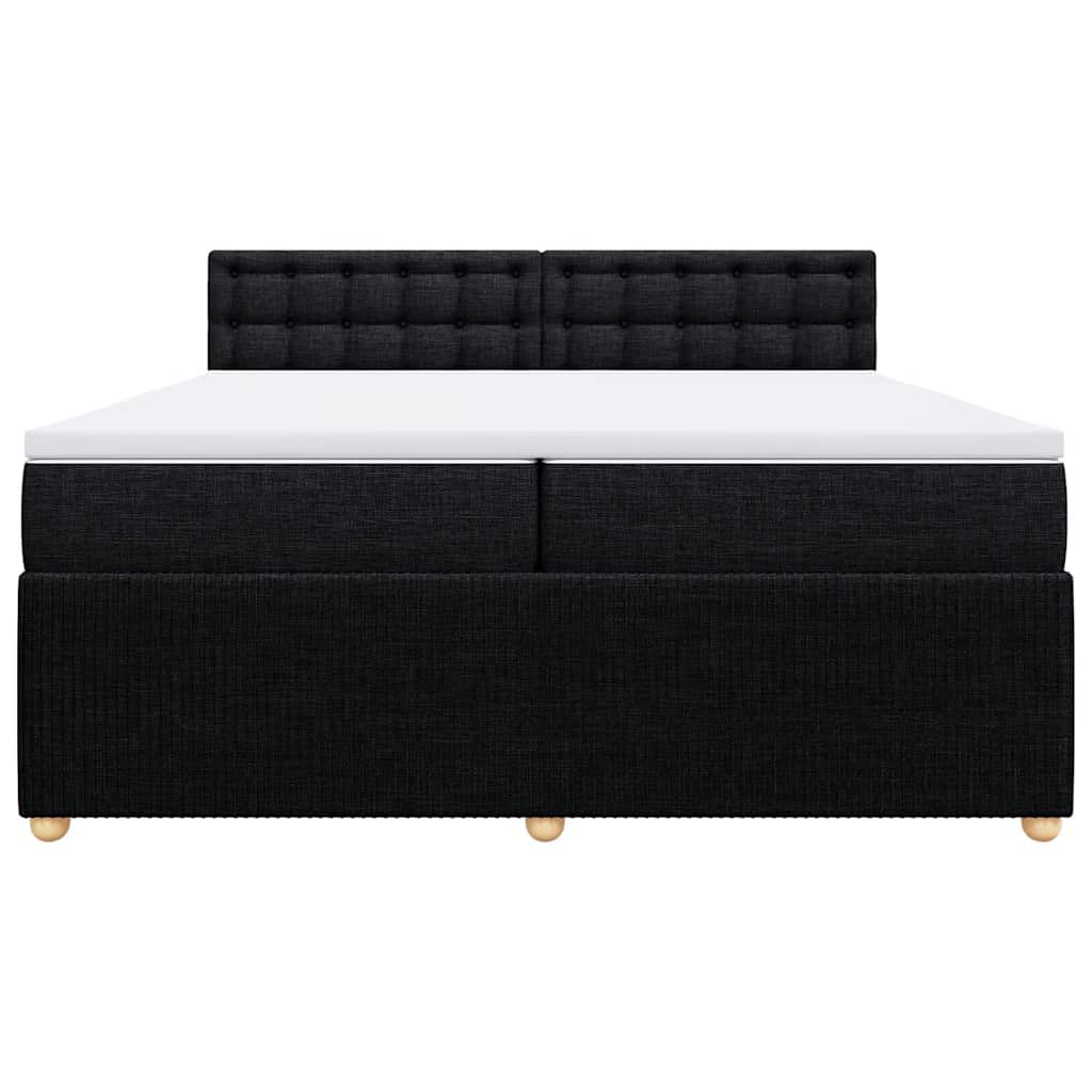 Cama com molas/colchão 200x200 cm tecido preto