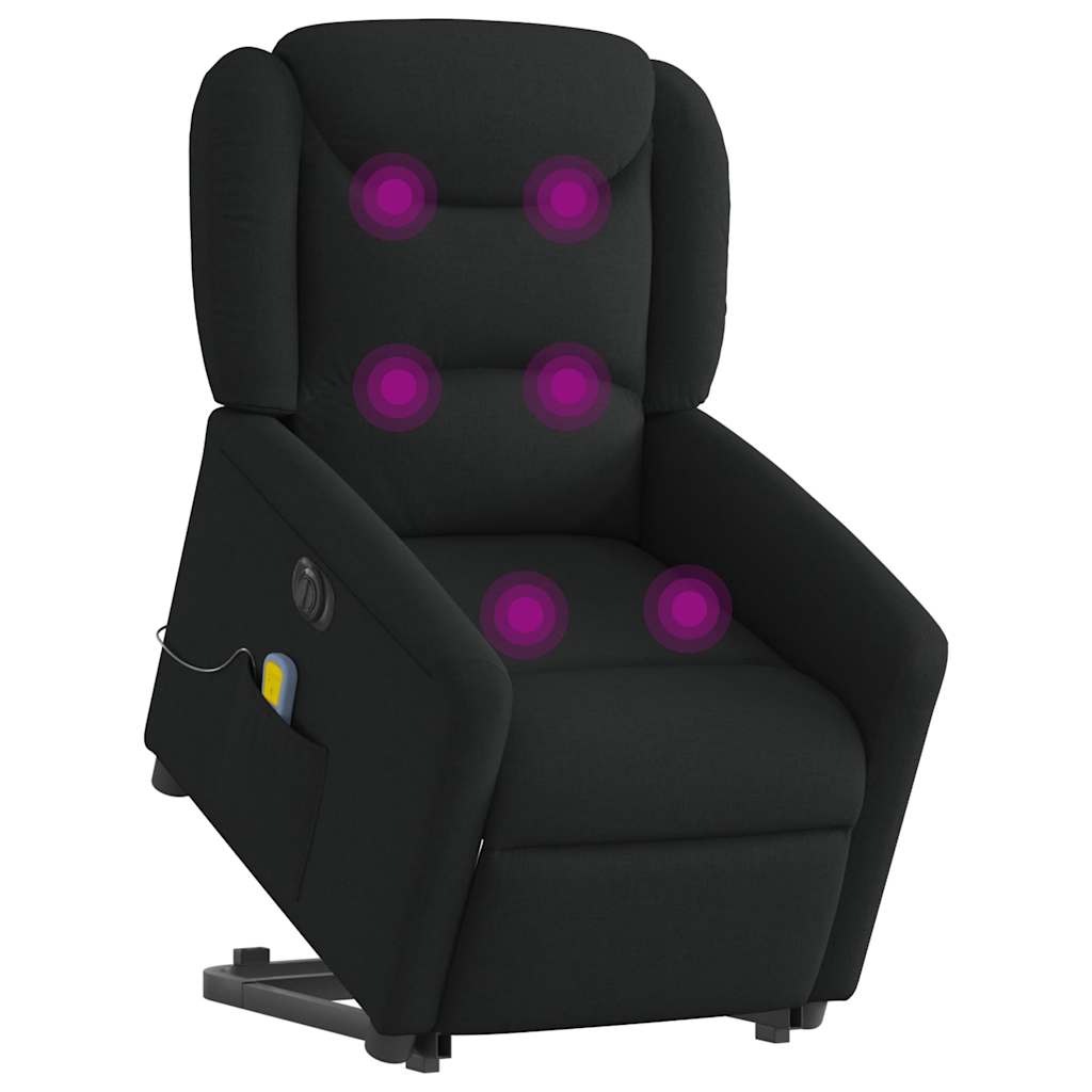 Poltrona elétrica elevatória massagens tecido preto