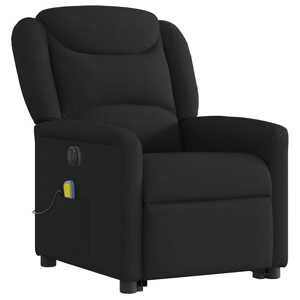 Poltrona elétrica elevatória massagens tecido preto