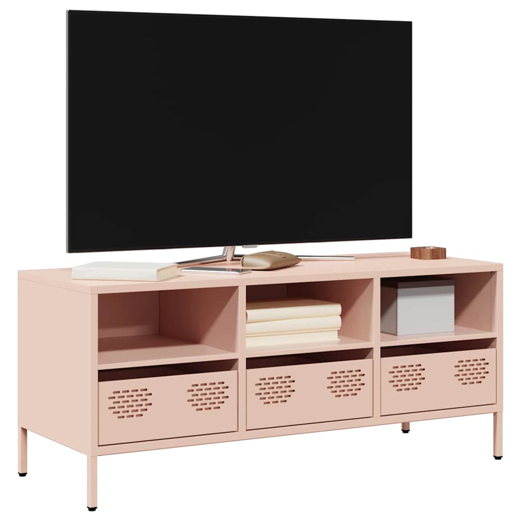 Móvel de TV 101,5x39x43,5 cm aço laminado a frio rosa