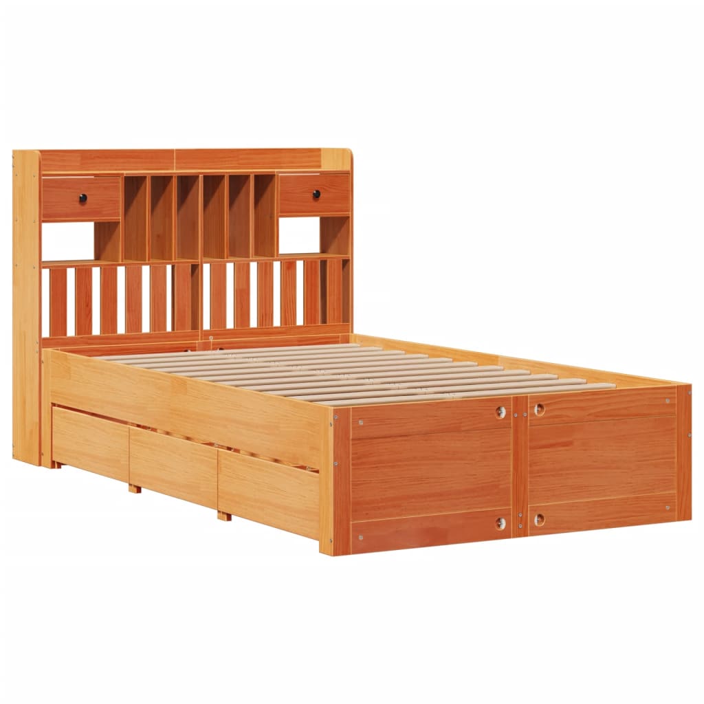 Cama com estante sem colchão 135x190 cm pinho maciço