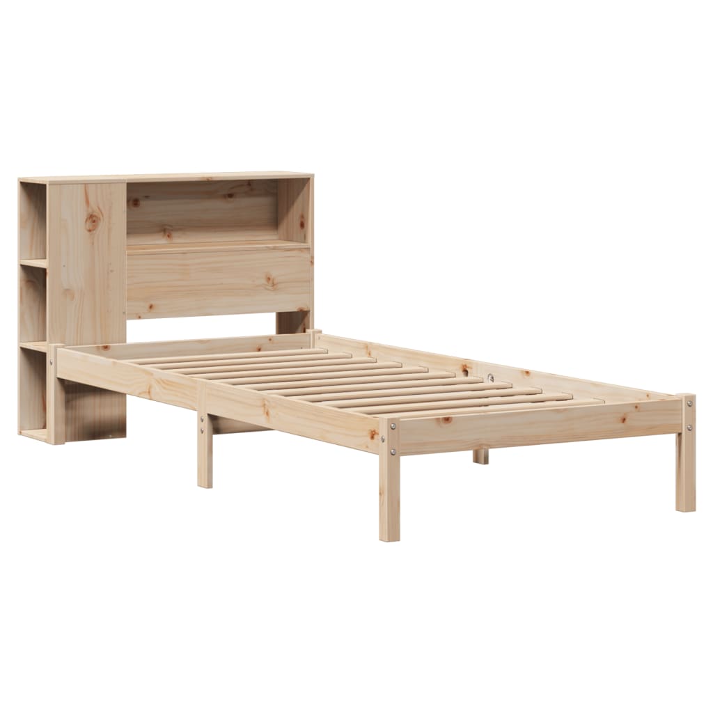 Cama com estante sem colchão 75x190 cm pinho maciço