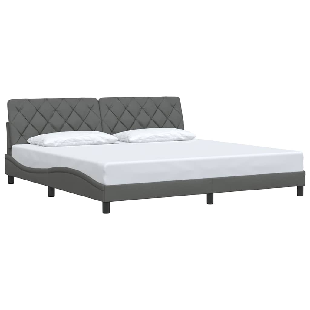 Estrutura de cama sem colchão 200x200 cm tecido cinzento-escuro