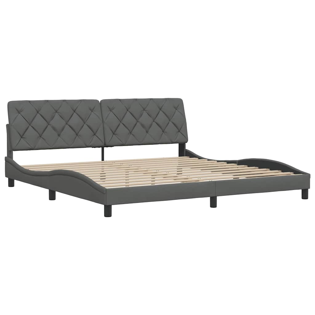 Estrutura de cama sem colchão 200x200 cm tecido cinzento-escuro