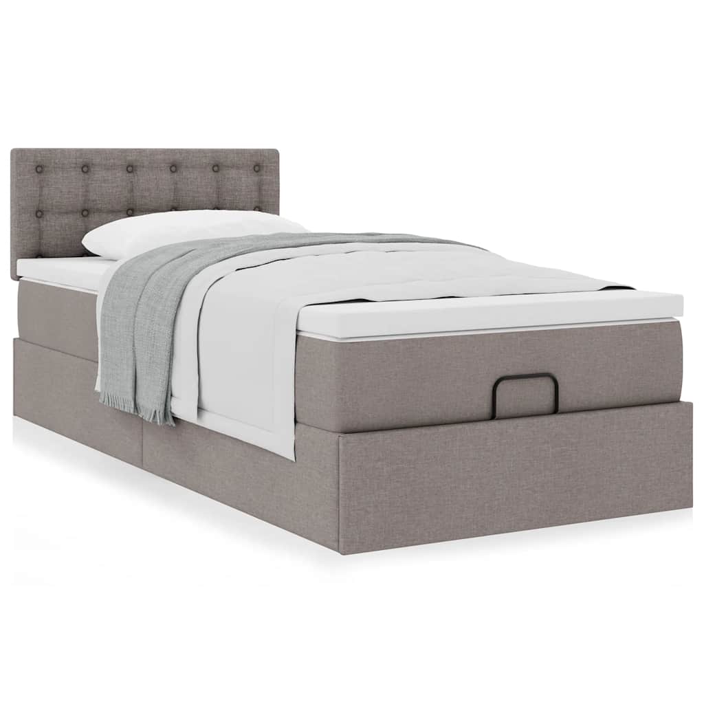 Cama otomana com colchão 90x200 cm tecido cinza