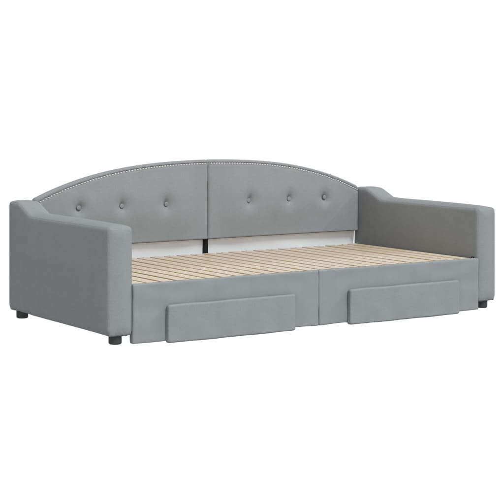 Sofá-cama c/ gavetão e gavetas 100x200 cm tecido cinzento-claro