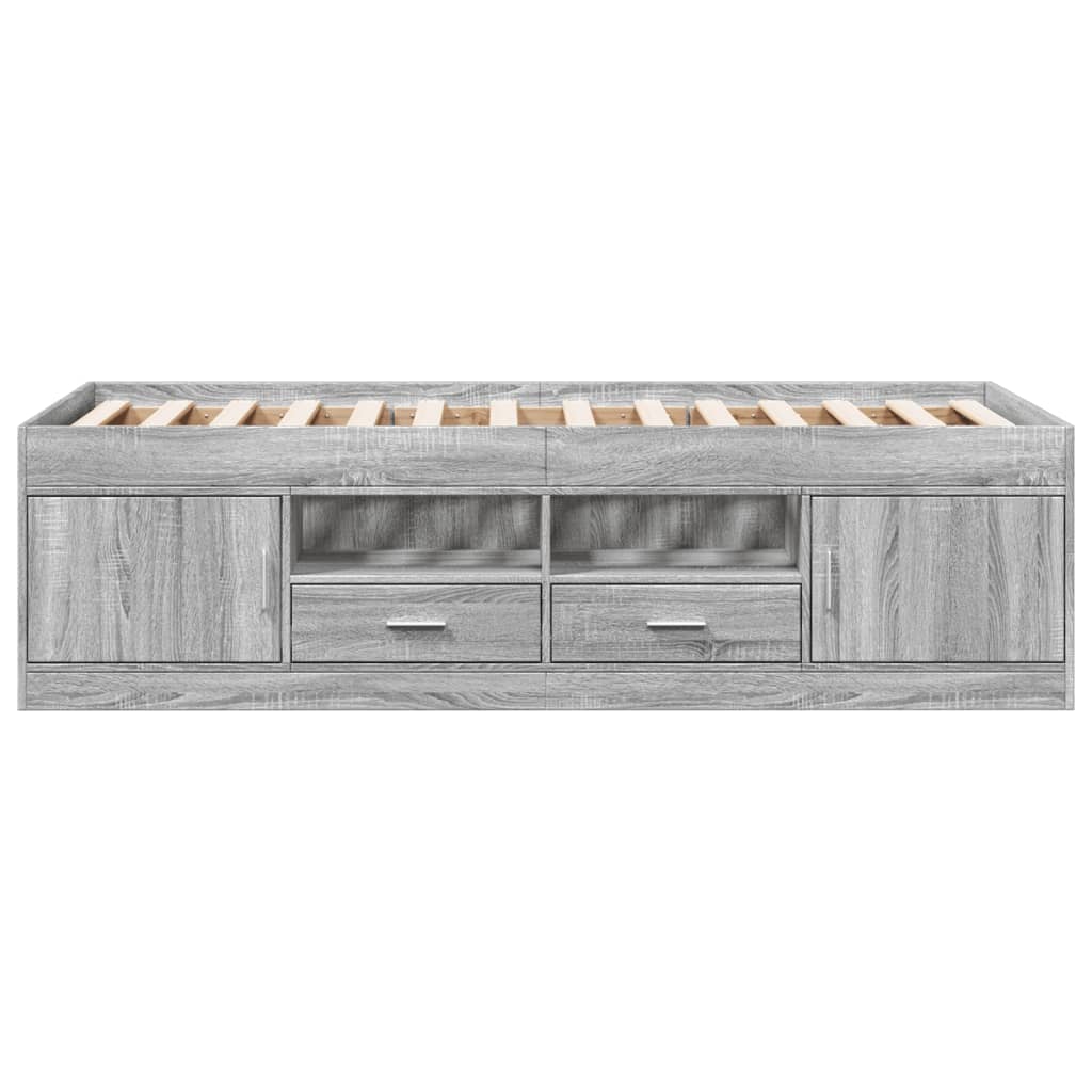 Sofá-cama com gavetas sem colchão 90x190 cm cinzento sonoma