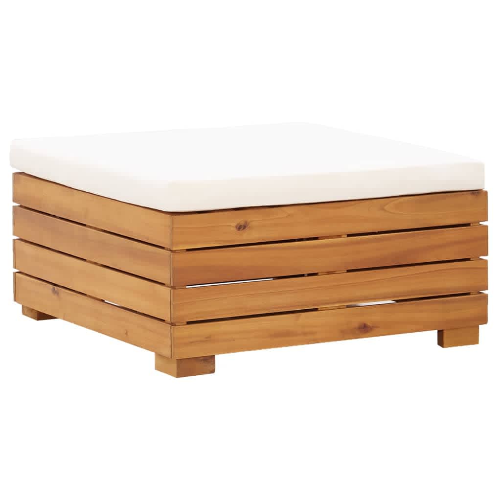 Conjunto mesa e apoio de pés jardim c/ almofadão acácia maciça