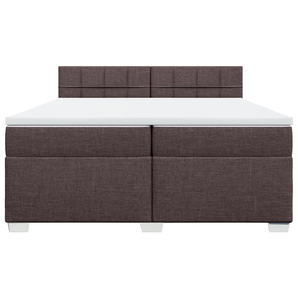 Cama com molas/colchão 200x200 cm tecido castanho-escuro