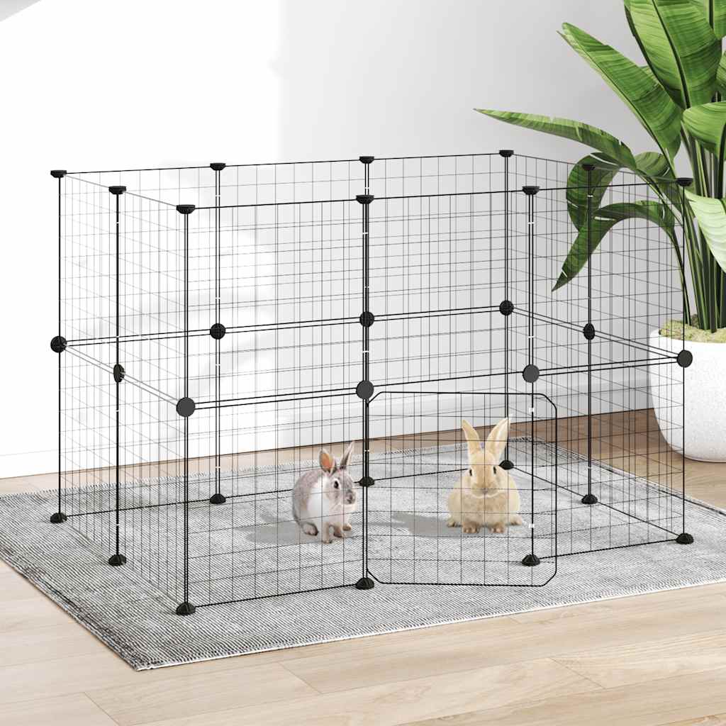 Gaiola p/ animais de 20 painéis c/ porta 35x35 cm aço preto