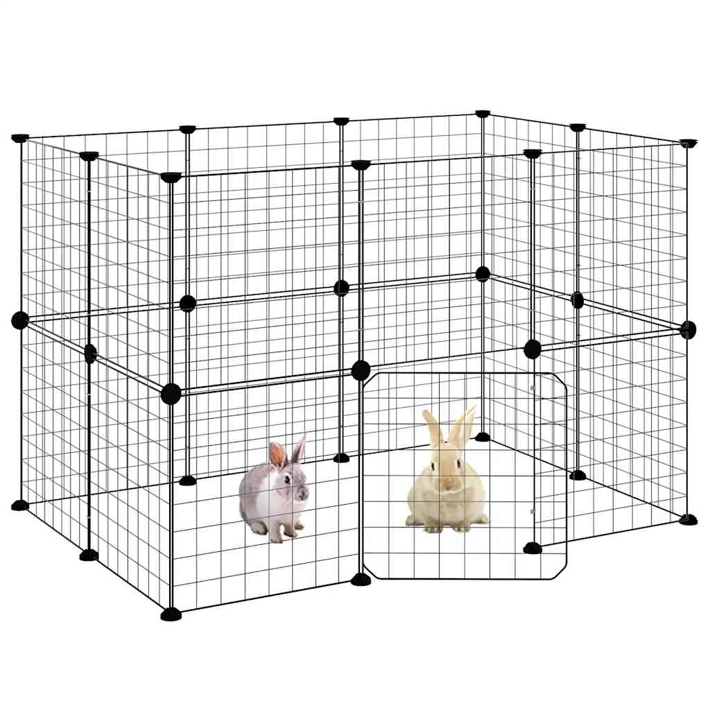 Gaiola p/ animais de 20 painéis c/ porta 35x35 cm aço preto