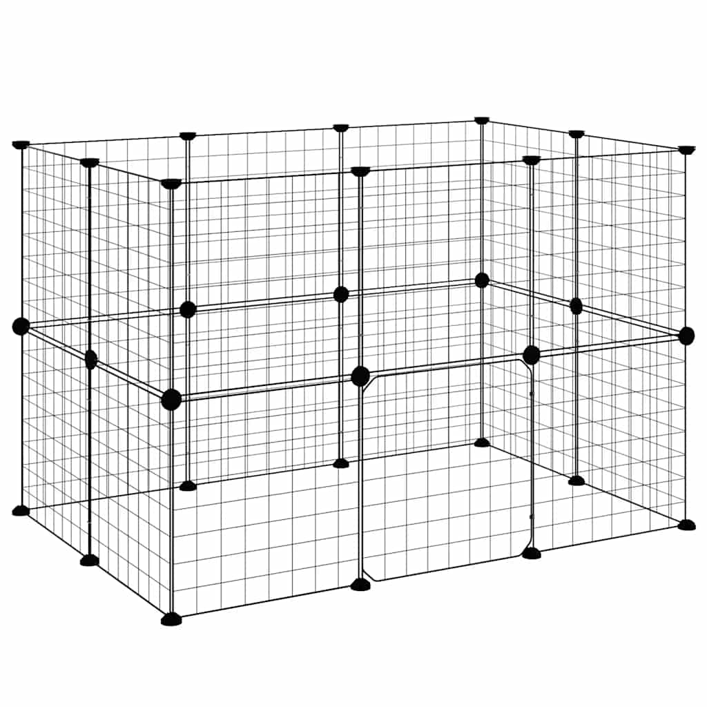 Gaiola p/ animais de 20 painéis c/ porta 35x35 cm aço preto