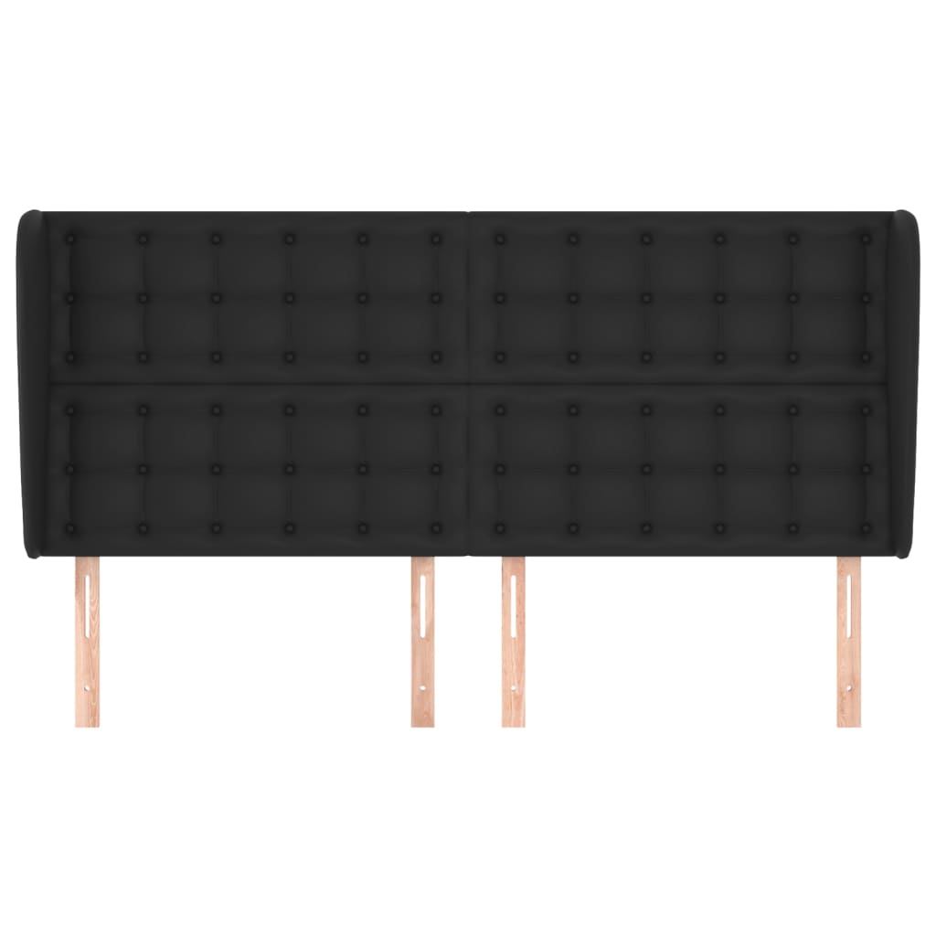 Cabeceira de cama c/ abas couro artif. 163x23x118/128 cm preto