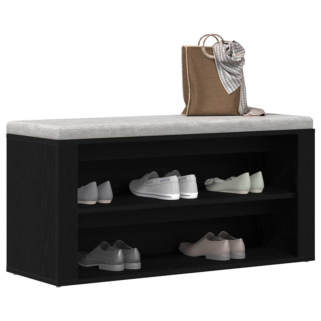 Banco para sapatos em carvalho preto 100x35x45 cm madeira projetada