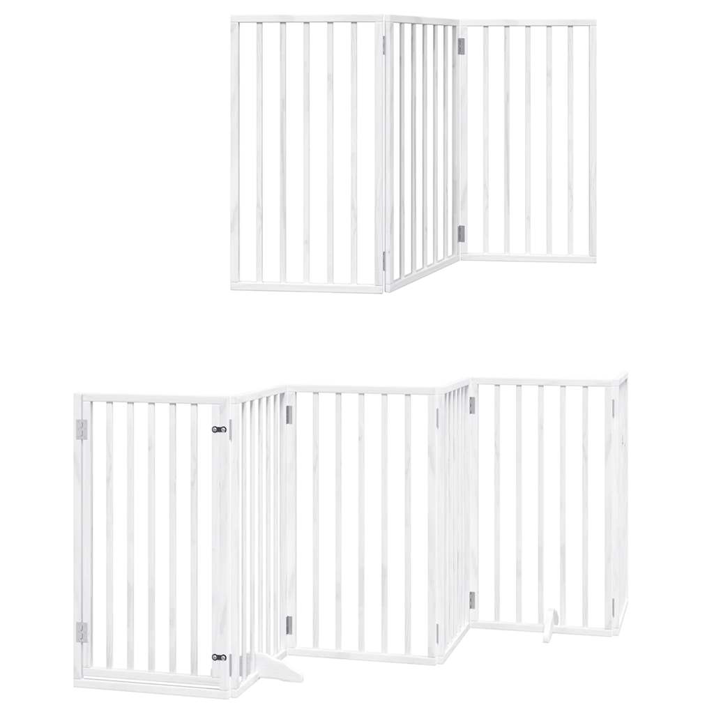 Portão p/ cães com porta dobrável 9 painéis 450 cm álamo branco