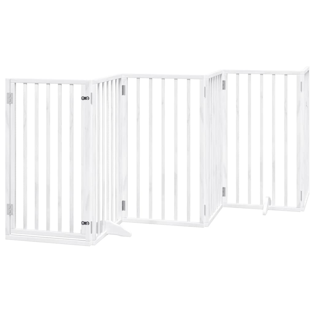 Portão p/ cães com porta dobrável 9 painéis 450 cm álamo branco