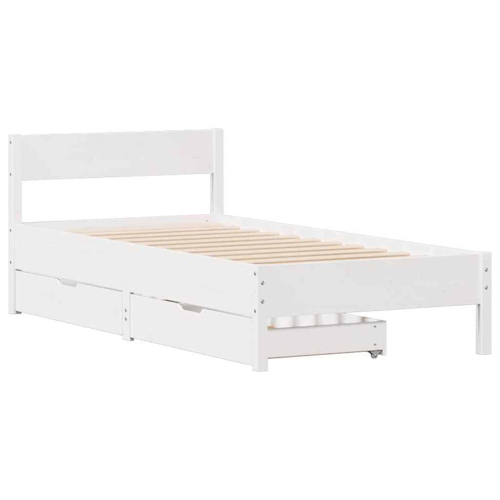 Cama sem colchão 75x190 cm madeira de pinho maciça branco