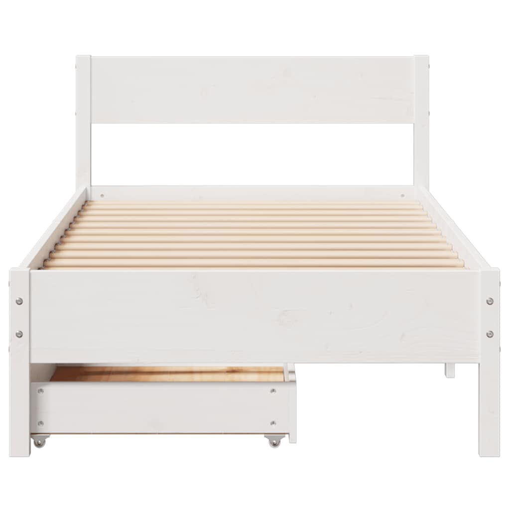Cama sem colchão 75x190 cm madeira de pinho maciça branco