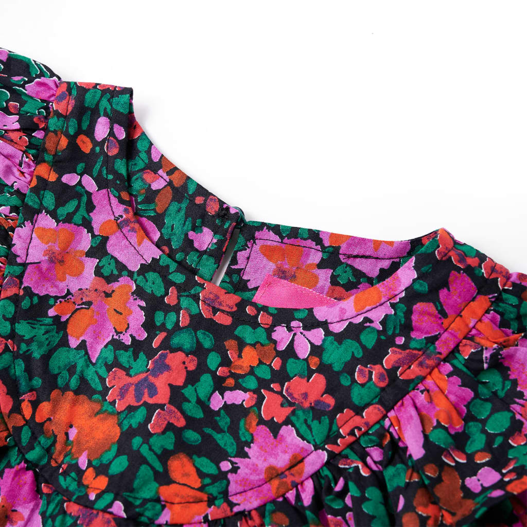 Vestido de criança com mangas compridas rosa-brilhante 104