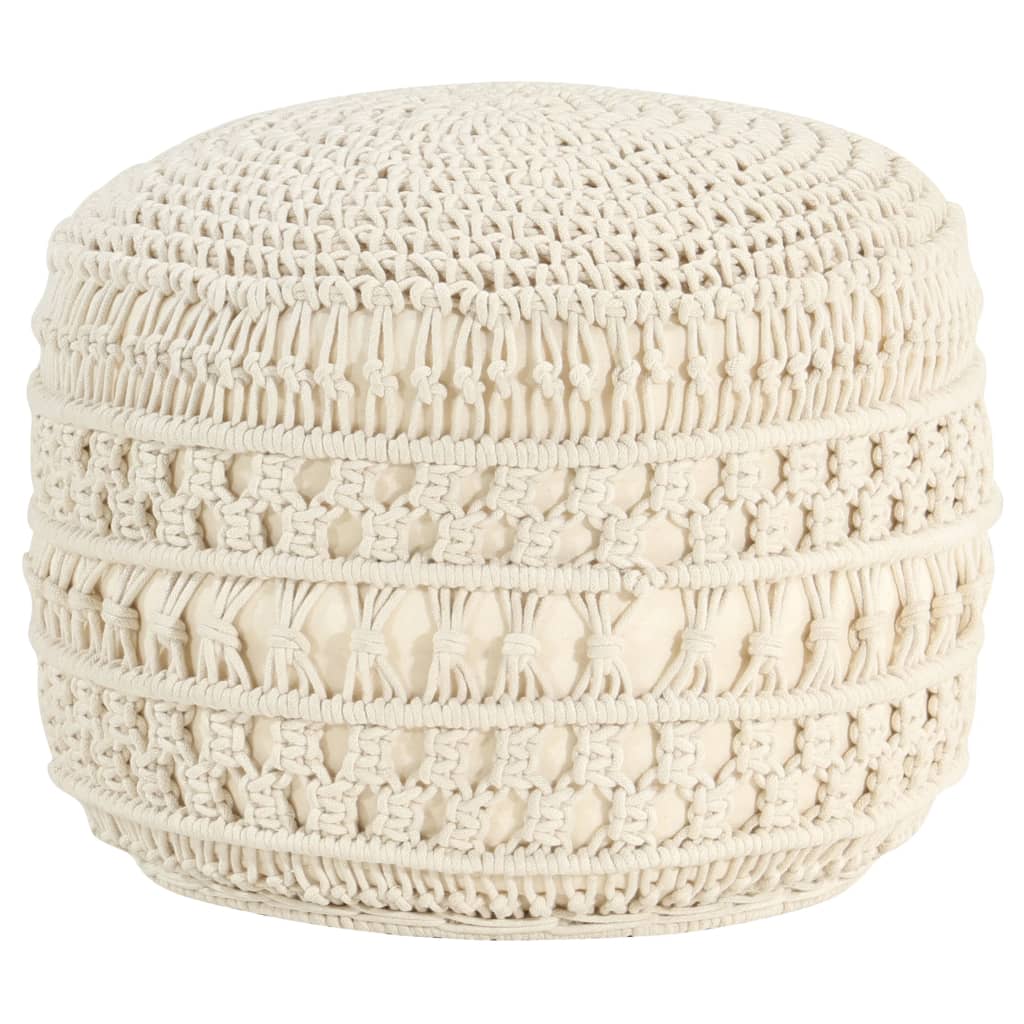 Pufe artesanal macramé 45x30 cm algodão