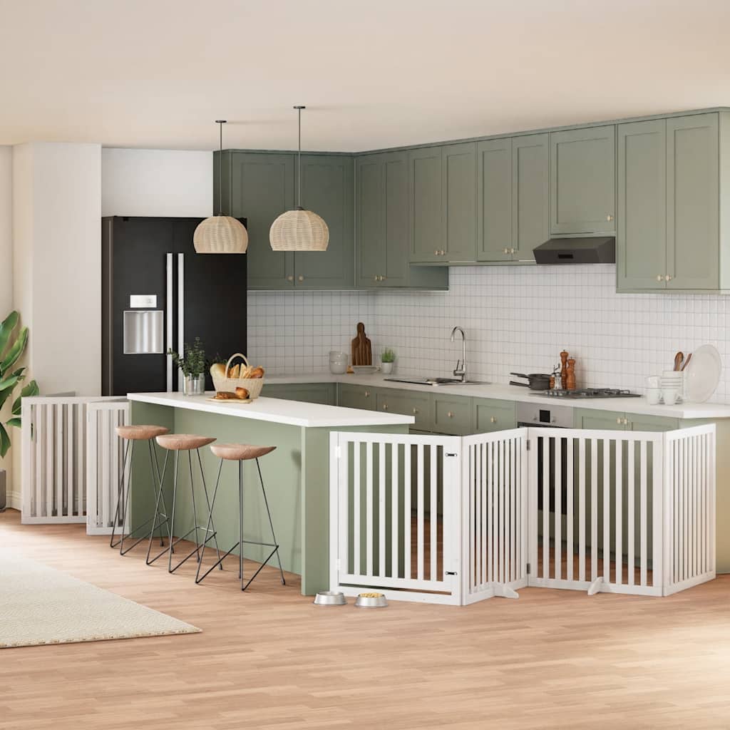Portão p/ cães com porta dobrável 12 painéis 960cm álamo branco