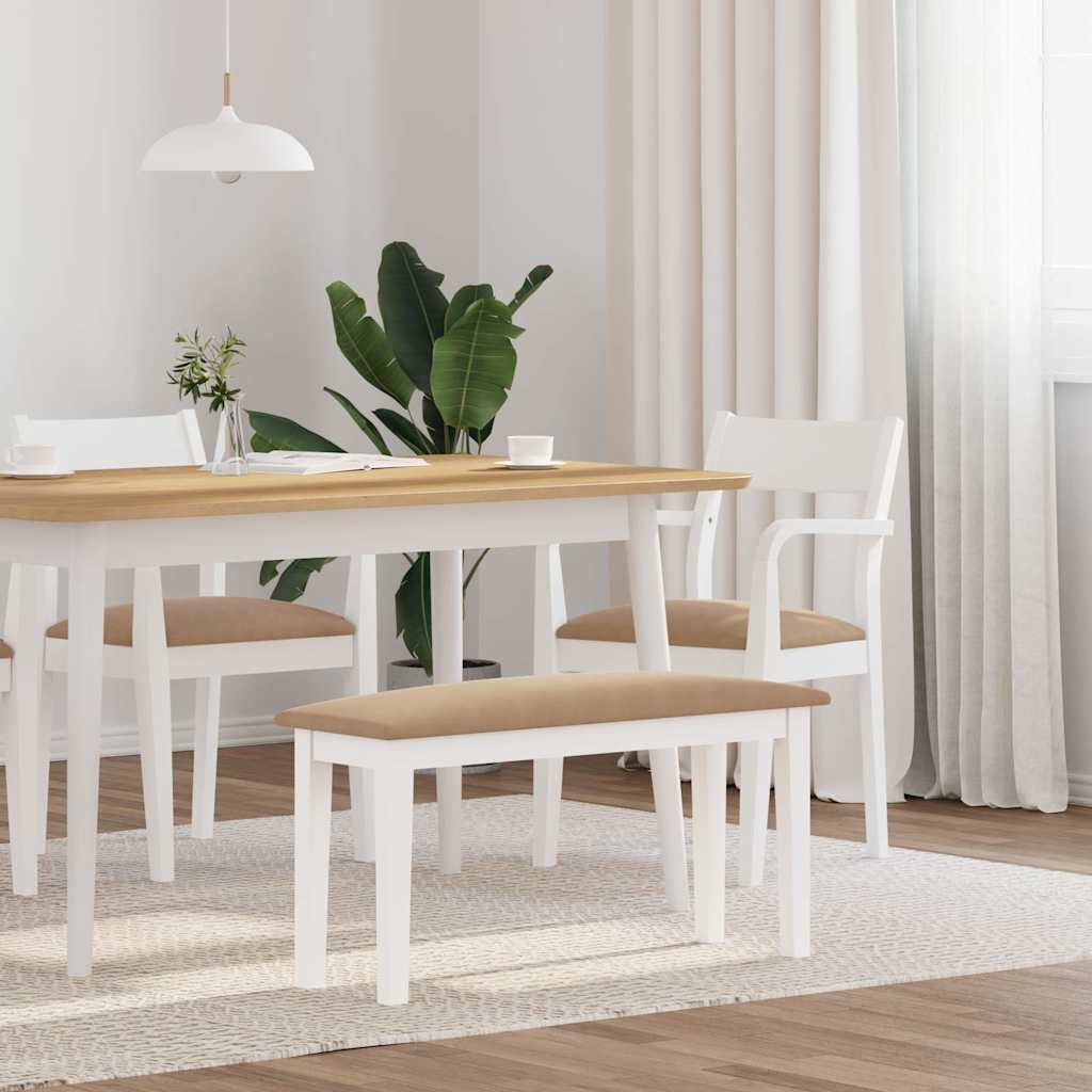 Banco 90 cm madeira seringueira maciça branco