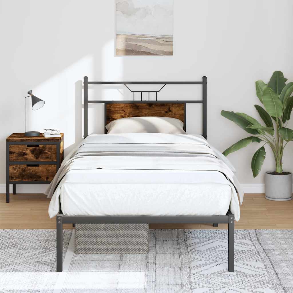 Estrutura cama s/ colchão derivados de madeira carvalho fumado