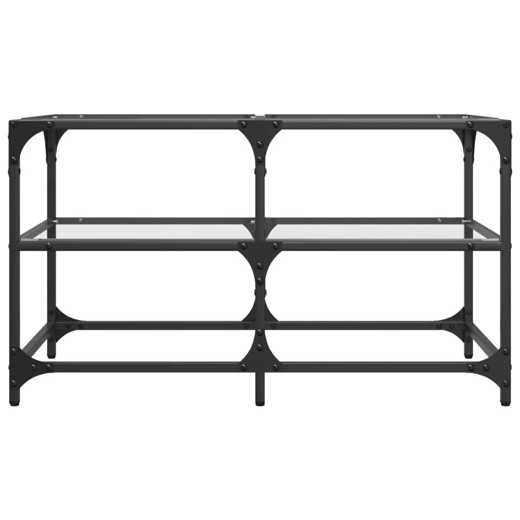 Mesa de centro c/ topo em vidro transparente 78,5x40x45 cm aço