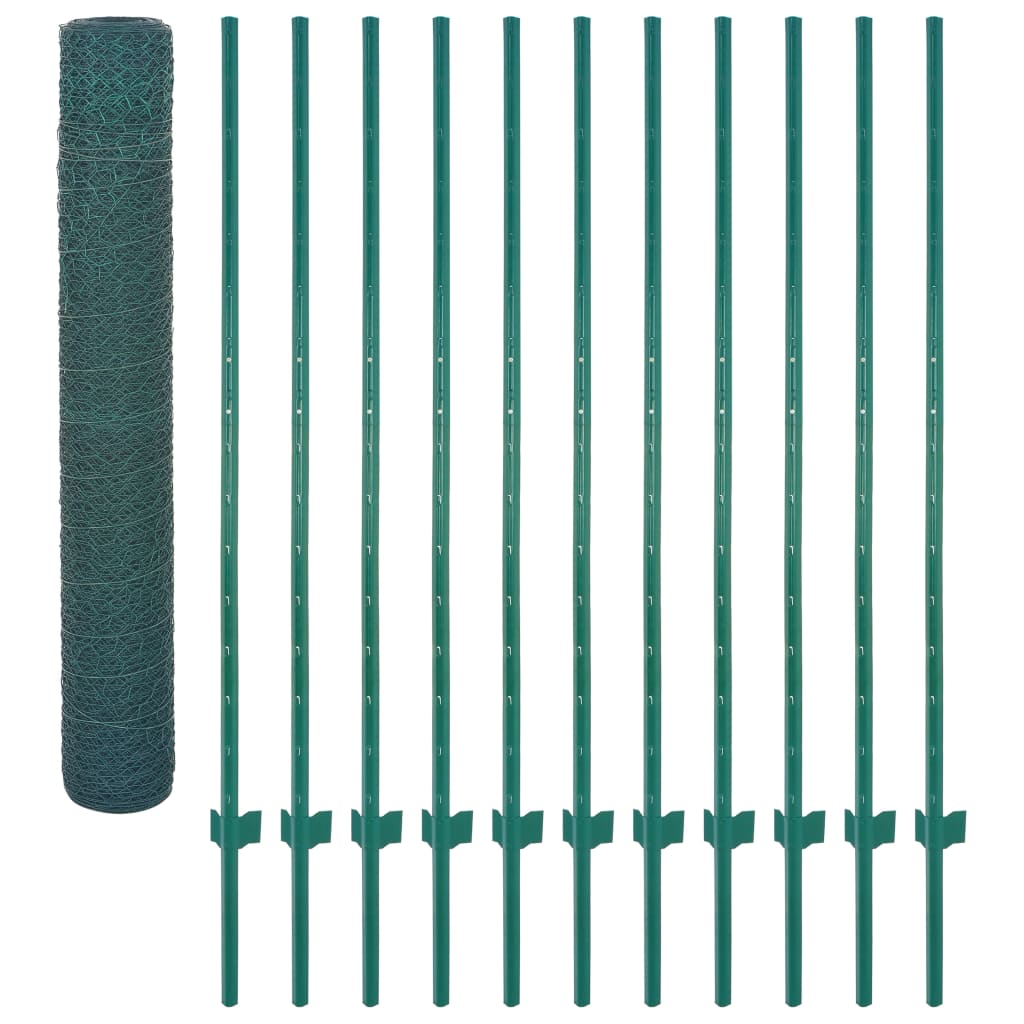 Cerca de arame com postes aço 25x2 m verde