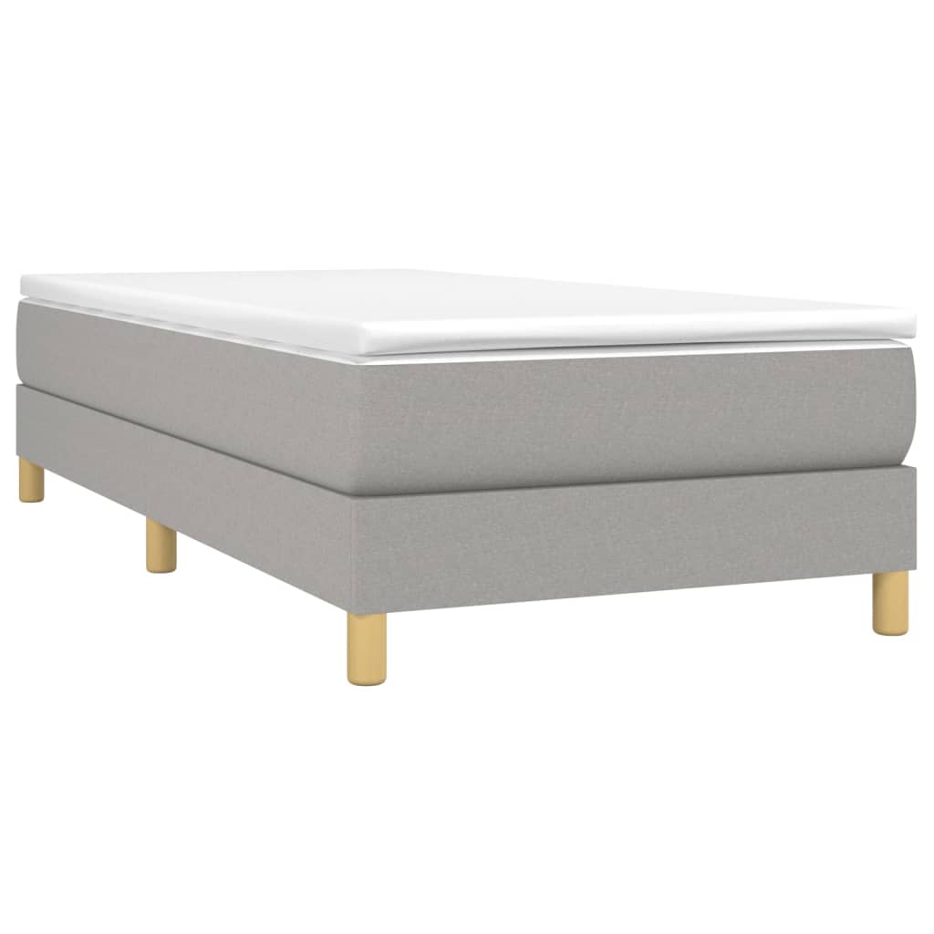 Estrutura de cama com molas 90x200 cm tecido cinzento-claro
